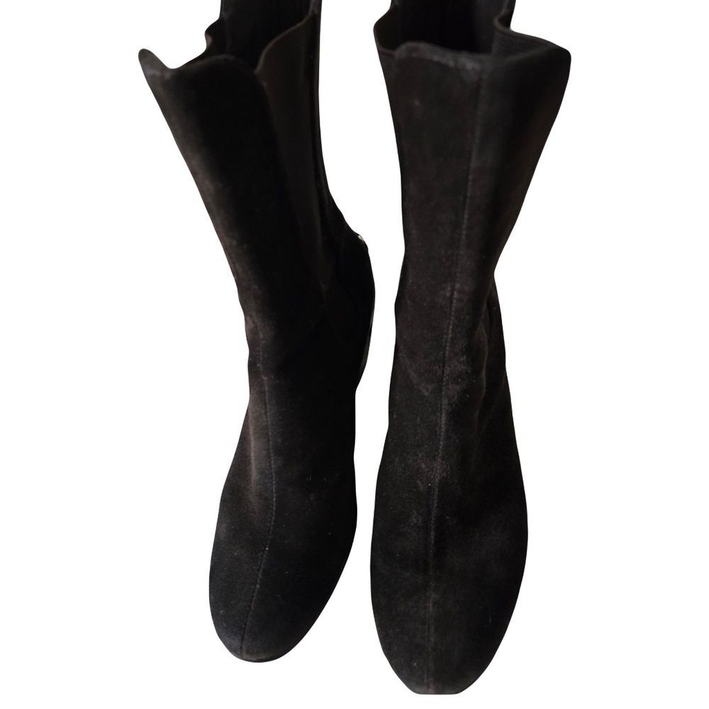 Cole Hahn Women's Size 6.5 Black Suede Wedge Heel Boots